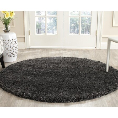 Safavieh 3 x 3 ft. Milan Shag Power Loomed 16 x 30 Round Area Rug, Dark Grey SG180-8484-3R